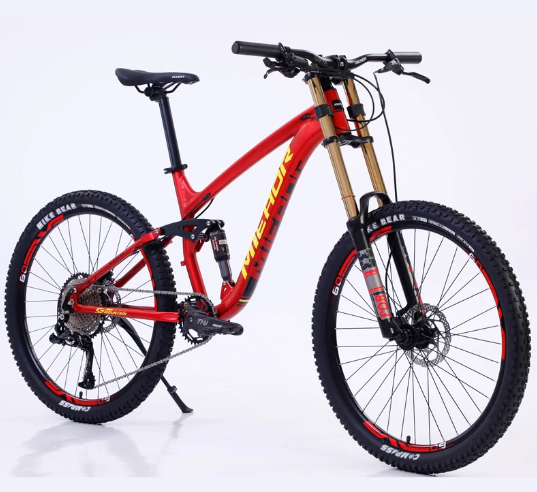 Red  26x17 Inch Soft Tail Mountain Bike 11 Speed Double Damping Bicycle